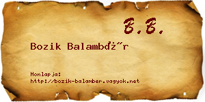 Bozik Balambér névjegykártya